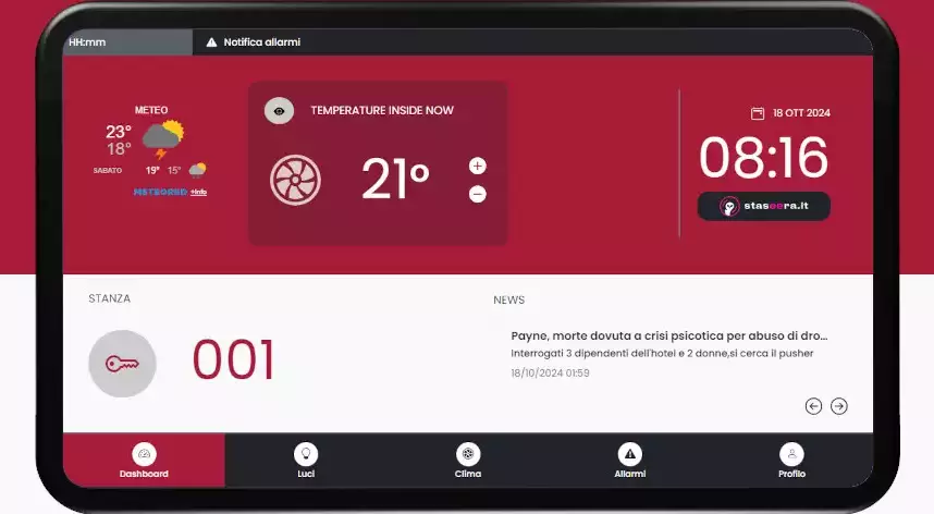 Impianto domotico SEIinCLOUD su smartphone